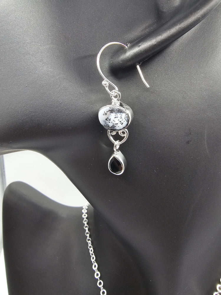 India Gems Gray and Black Amethyst Earrings with Matching Pendant with Chain PNP Merchandizing