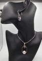 India Gems Amethyst and Pearl Earrings with Matching Pendant and Chain