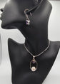 India Gems Amethyst and Pearl Earrings with Matching Pendant and Chain