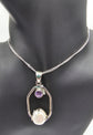 India Gems Amethyst and Pearl Earrings with Matching Pendant and Chain