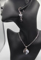 India Gems Gray and Black Amethyst Earrings with Matching Pendant with Chain