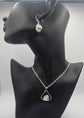 India Gems Pearl Earrings and Matching Pendant with chain