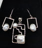 Special Concepts  Square Pearl Earrings with matching Pear Square Pendant