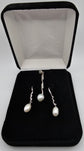 Special Concepts Dangling Long Wavy Pearl Earrings with matching Pearl Pendant